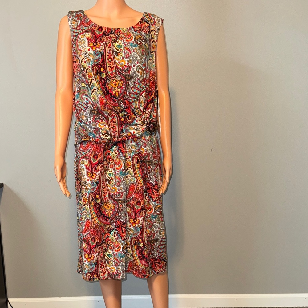 NWT Ellen Tracy Multicolor Paisley Midi dress- size 16